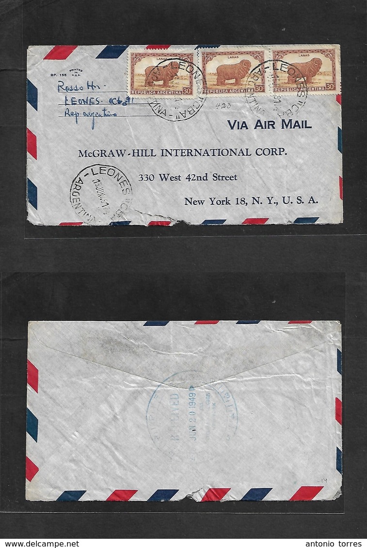 Argentina - Xx. 1949 (15 June) Leones CBA - USA, NYC. Air Multifkd Env. - Autres & Non Classés