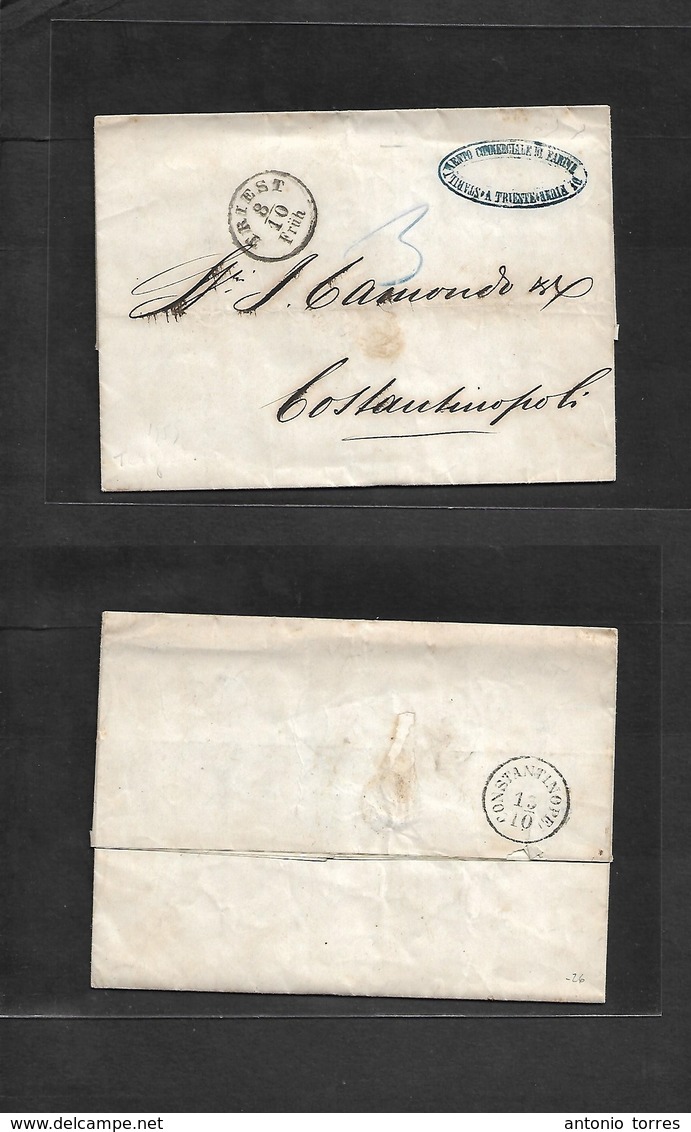 Austria. 1859 (8 Oct) TRIEST - Constantinople, Turkey (13 Oct) Stampless EL Full Text, Cds, Mns Charge. VF. - Otros & Sin Clasificación