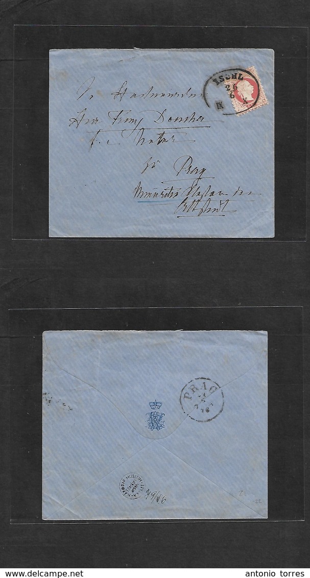 Austria. 1876 (26 June) Ischl - Prague (27 June). Local Fkd Env. 5kr Red Fine Print. Fkd Env / Okol Cachet. - Other & Unclassified