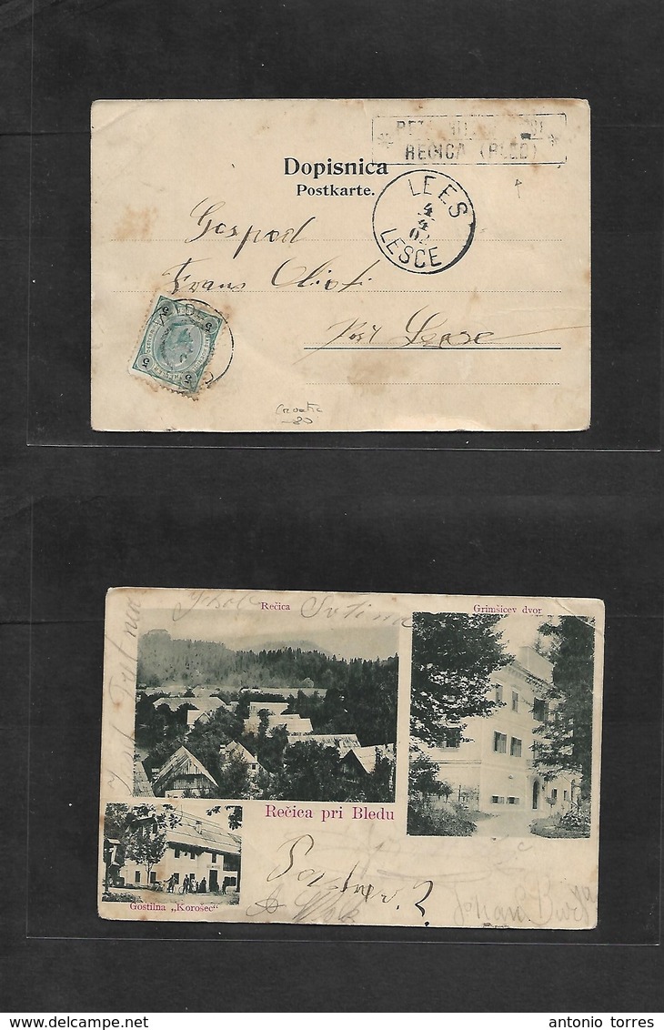 Austria. 1902 (4 April) Velde, Bledu - Lecse (4 April) Recica (Pled) Fkd Village View Card. Fine Used + Village Box Name - Autres & Non Classés
