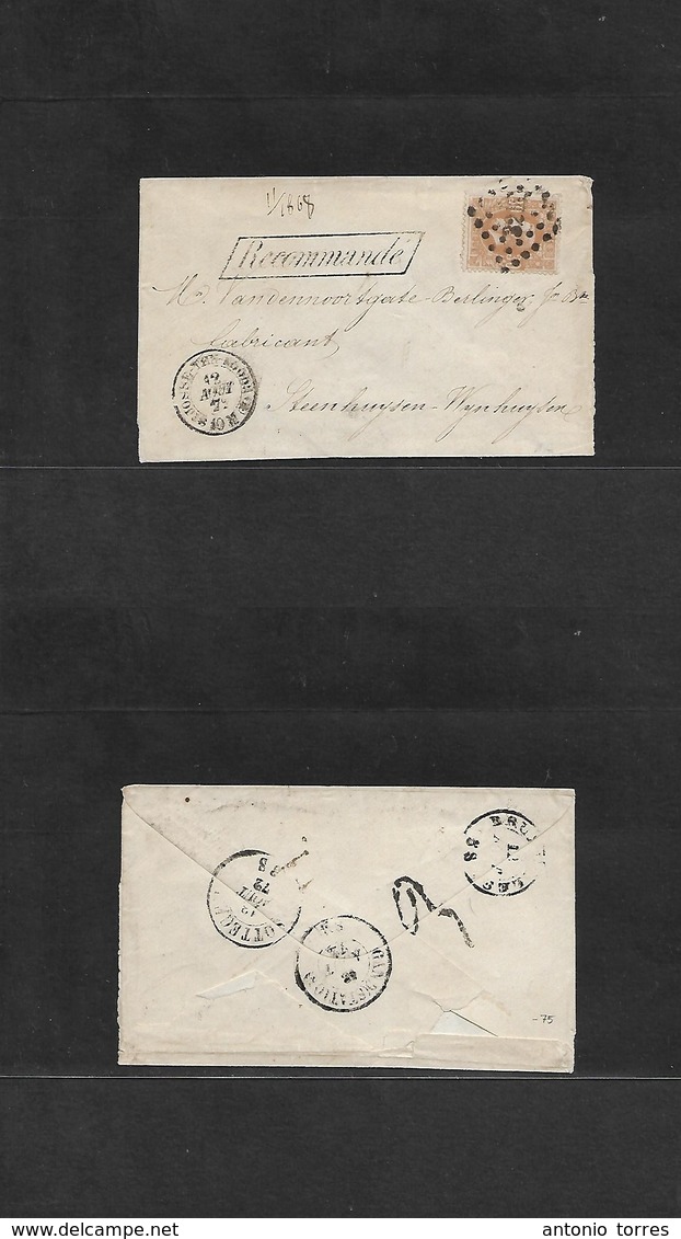 Belgium. 1872 (12 Aug) St. Josse Ten Noode - Steehuysen Wynhuysen (13 Aug). Local Registered 30c Beige Fkd Envelope. VF. - Otros & Sin Clasificación