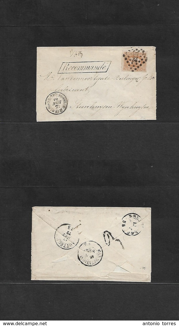 Belgium. 1872 (12 Aug) St. Josse Ten Noode - Steehuysen Wynhuysen (13 Aug). Local Registered 30c Beige Fkd Envelope. VF. - Andere & Zonder Classificatie