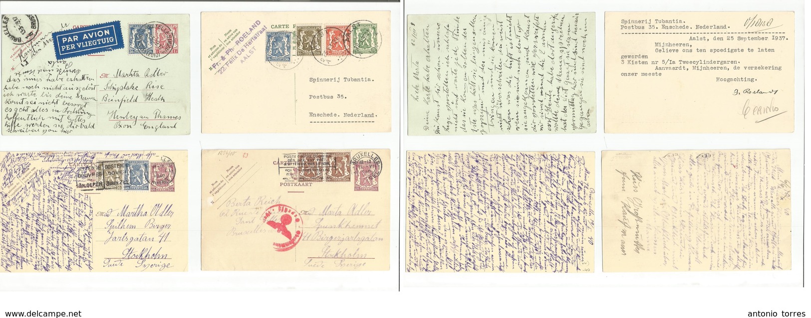 Belgium - Xx. 1937 / 40. 4 Multifkd Stationary Cards. 35c Green 40c Lilac (x2) And 1 Fr. VF Group. - Andere & Zonder Classificatie