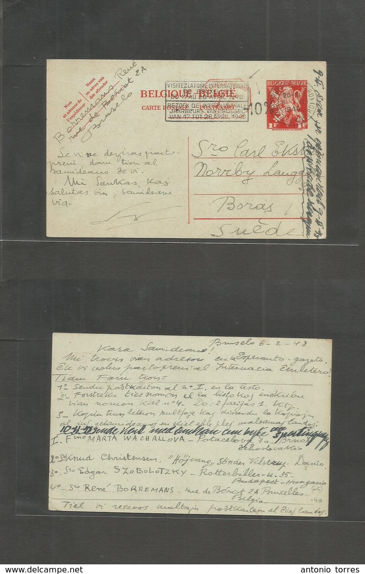 Belgium - Xx. 1948 (6 Feb) Bruxelles - Sweden, Boras. Ovptd - 10% 1fr + Ovptd Fred / Slogan Cancel. Fine Usage. - Other & Unclassified