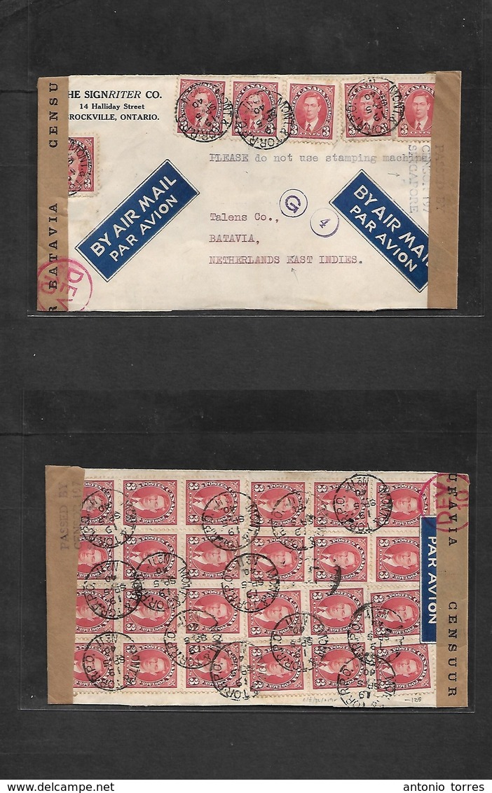 Canada. 1940 (19 Sept) Crockville, ONT - Dutch East Indies, Asia, Batavia. Multifkd Front + Reverse Air Transpacific. Cl - Autres & Non Classés