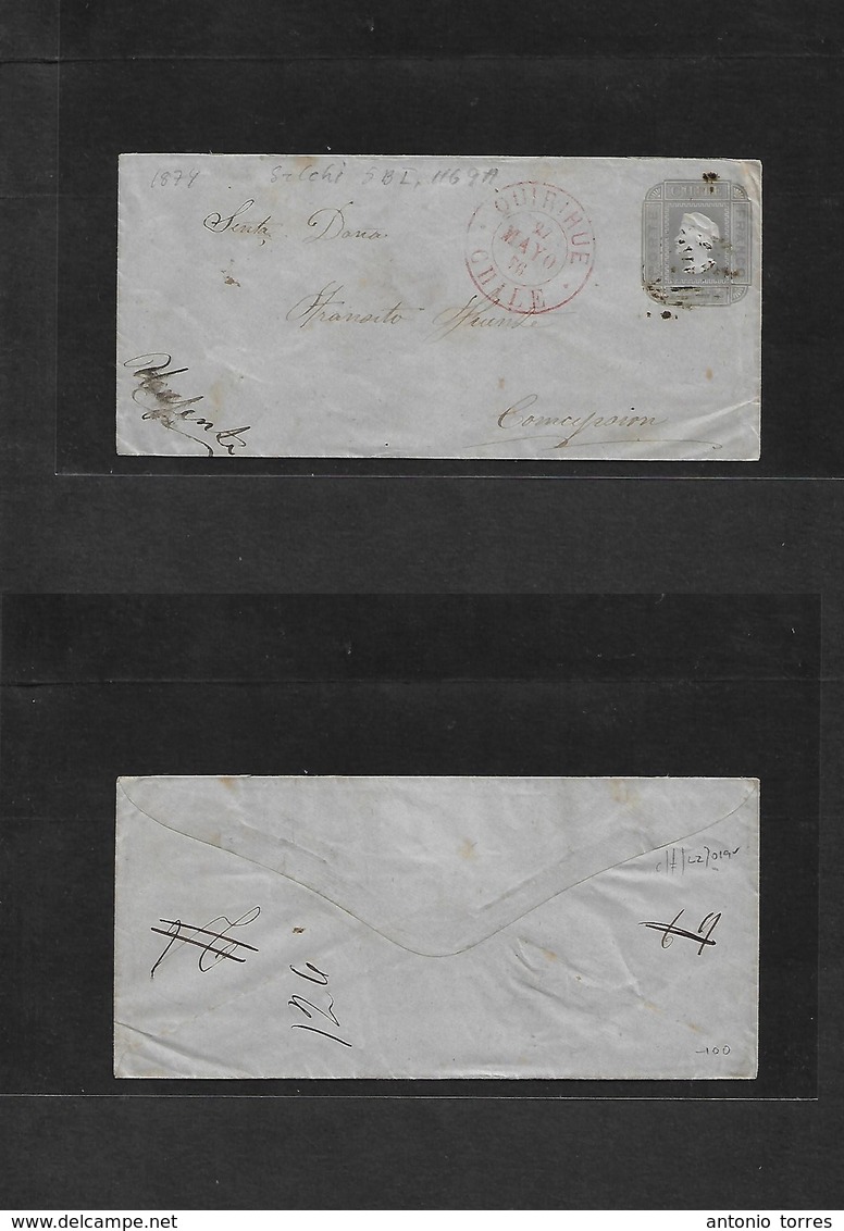 Chile - Stationery. 1876 (27 Mayo) Quirihue - Concepcion. 5c Grey On Bluish Paper, No Lines Paper, 64x138mm. Selchi 5BI, - Chili