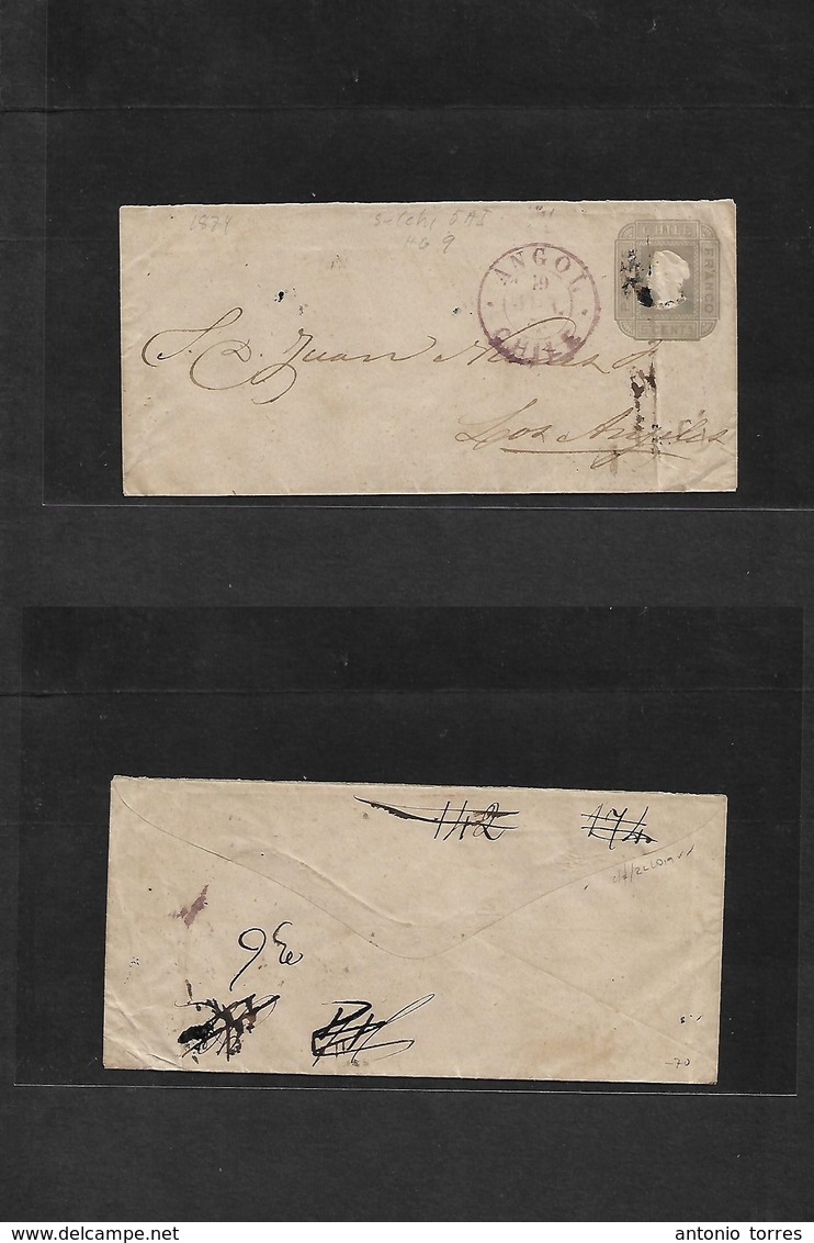 Chile - Stationery. 1876 (19 June) Angol - Los Angeles. 5c Grey On Beige Paper, 138x68mm, Paper No Lines, Selchi 5AI, HG - Chili