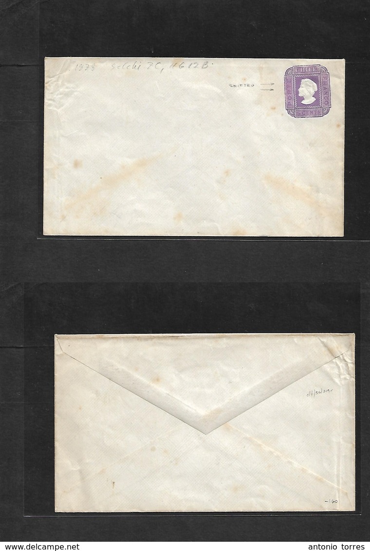 Chile - Stationery. 1878. 5c Lilac Stat Env. 157x92mm. Selch 7c, HG12B Soft Wmk Lines Paper; Shifted Print Variety. Fine - Chili