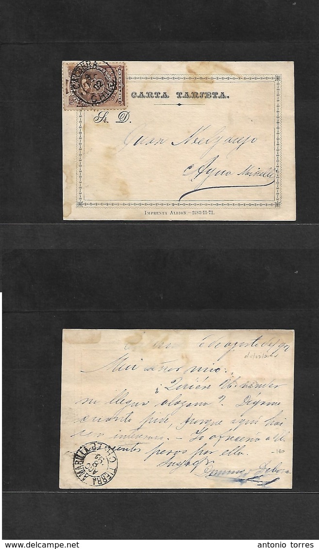 Chile - Stationery. 1892 (4 Ago) Caldera - Agua Minelli. Via Tierra Amarilla. Carta - Tarjeta Usage With Provisional Fis - Chili