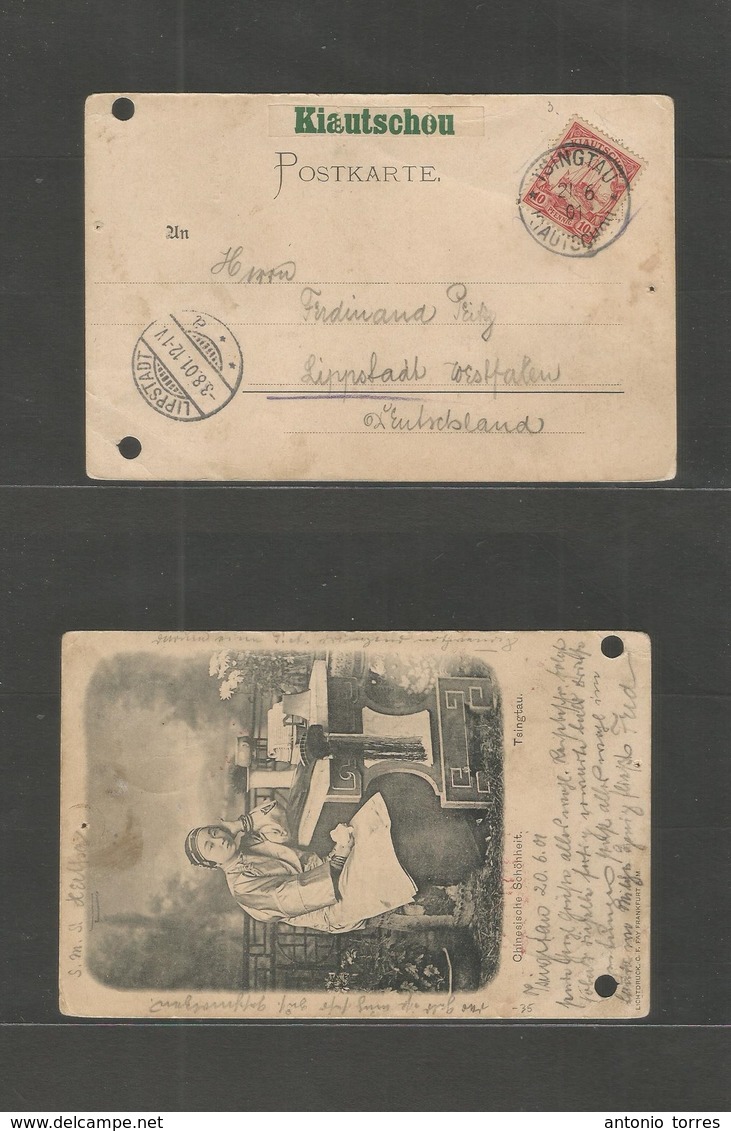 China. 1901 (21 June) German Kiatschou. Tsintau - Germany, Lippstadt (3 Aug) Fkd Ppc. - Other & Unclassified