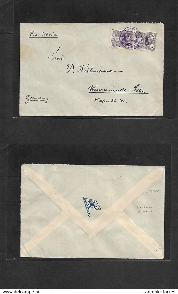 China. 1931 (3 April) Japanese PO. Mancuria, Dairen - Germany, Wiserwunde - Leha. Via Siberia. Multifkd Envelope Tied Vi - Sonstige & Ohne Zuordnung