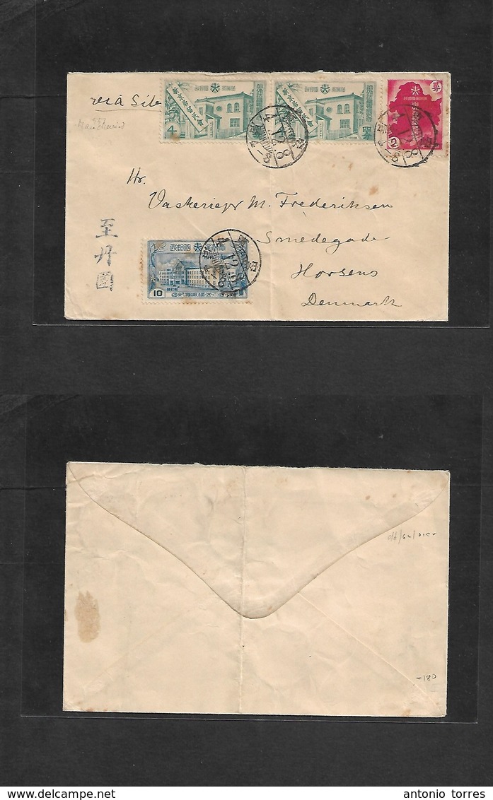 China - Xx. 1937. Manchuria, Japanese Occup. Multifkd Envelope To Denmark, Horsens, Via Siberia. - Autres & Non Classés