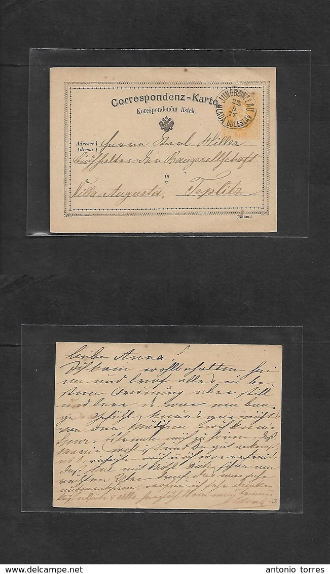 Czechoslovakia. 1873 (23 Sept) Jungbowplan, Ablada Boleslav Teplitz. Early 2kr Orange Stat Card. Fine Cds. - Other & Unclassified