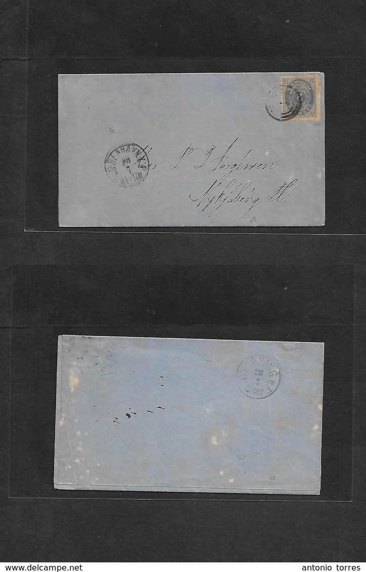 Denmark. 1871 (22 July) Kph - Nykjobing. Unsealed Fkd Pm Document Fkd 2 Sk Blue, Tied Concentric Rings. Fine. - Other & Unclassified