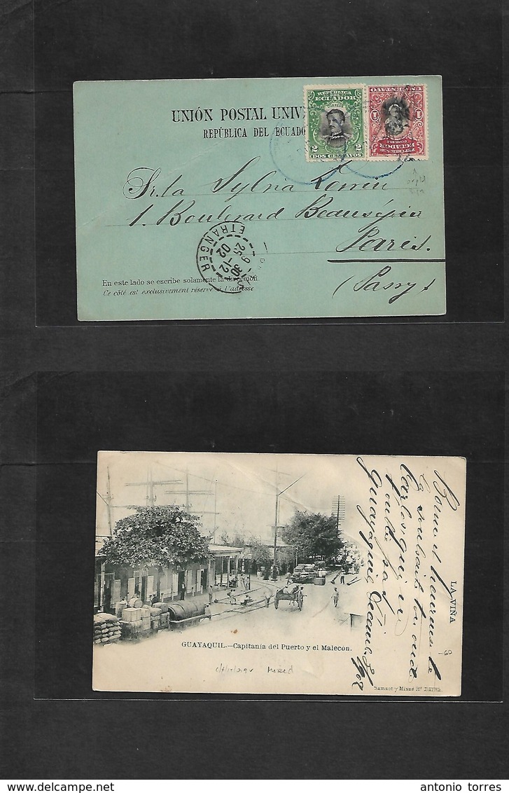 Ecuador. 1902. Guayaquil - Paris, France (25 Dec Christmas Day) Local Pp Fkd X2 Issues One Is Countersign Overprinted Ti - Ecuador