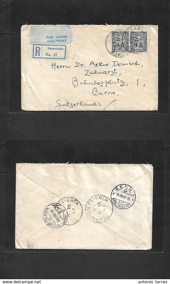 Eire. 1947 (11 July) Termonfeakin - Switzerland, Bern (14 July) Registered Air Multifkd Envelope. Fine. - Gebruikt