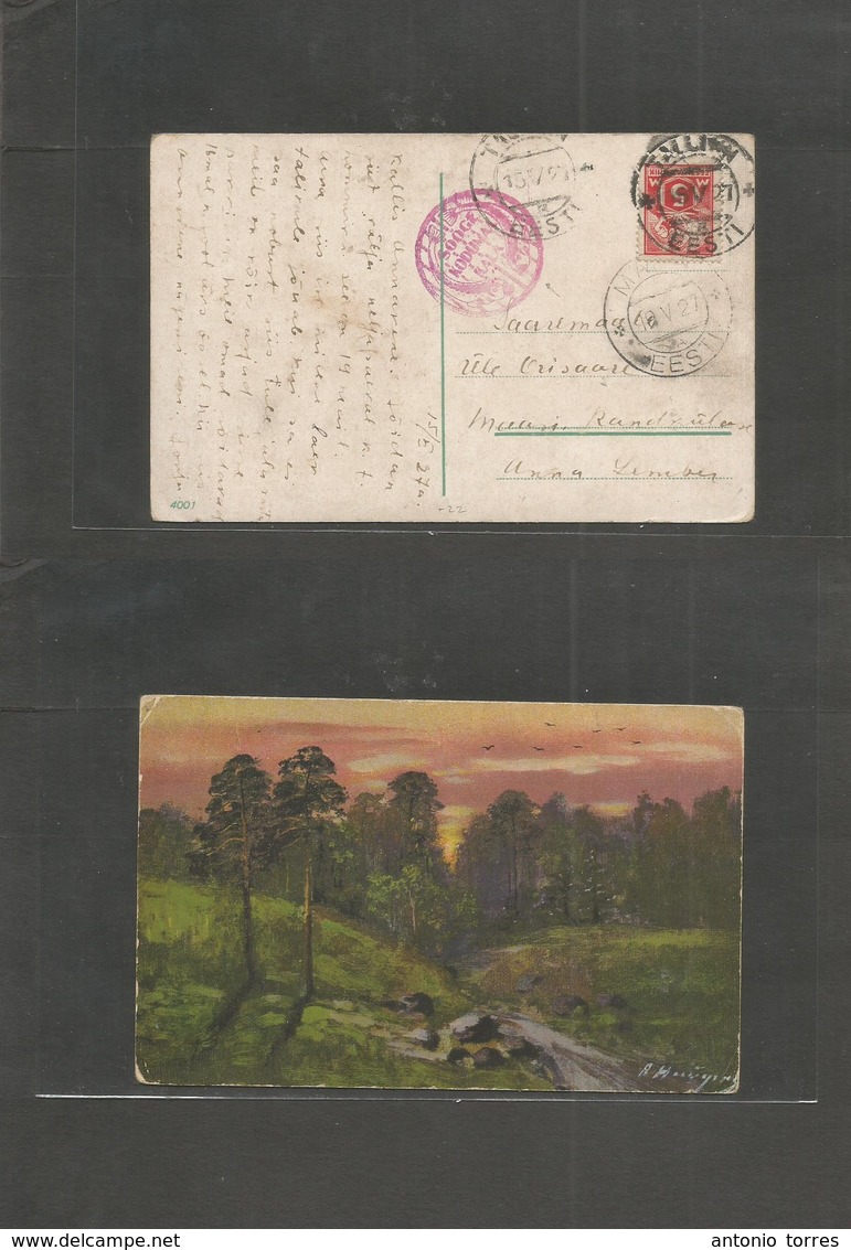 Estonia. 1927 (15 May) Tallinn - Maasi. Local Fkd Card + Red Illustr Cachet "Sooge /Kodumaa/Kala" (xxx/R. VF. - Estonie