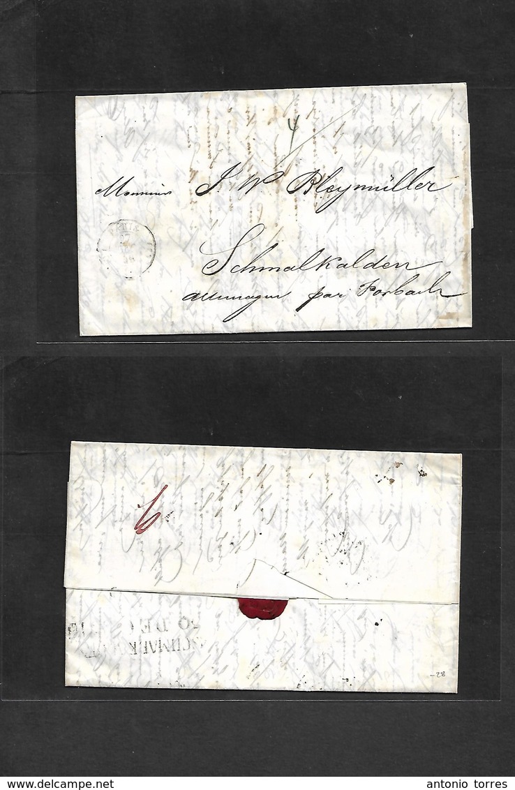 France. 1846 (27 Dec) Paris - Germany, Schmalkalden (30 Dec) Stampless EL Full Text Mns Charge + Arrival Cachet. Fine. - Autres & Non Classés