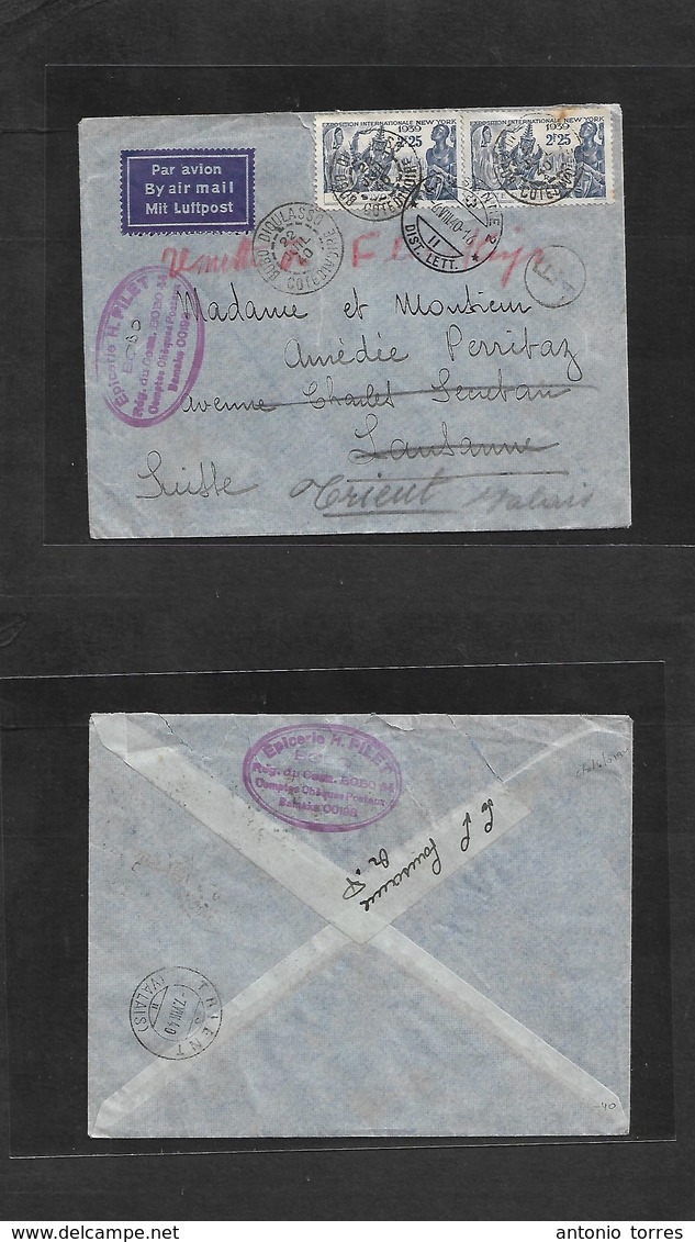 Frc - Ivory Coast. 1940 (22 July) Bobo Dioulasso - Switzerland, Lausanne (6 Aug) Fwded. Air Multifkd Env. VF. - Autres & Non Classés