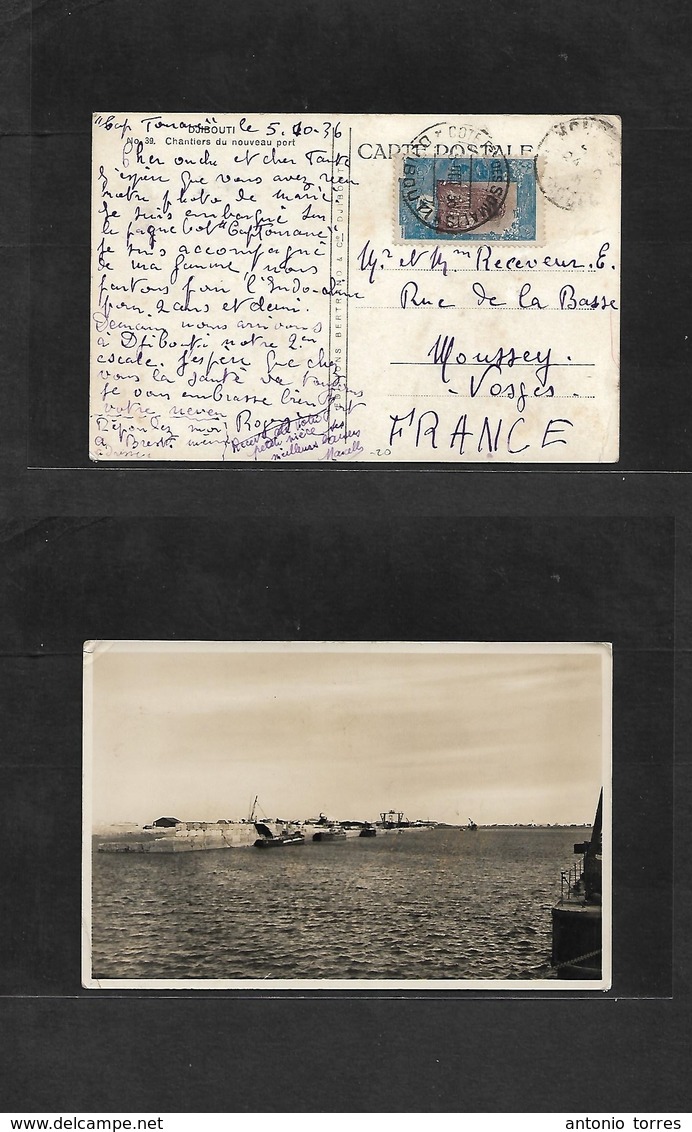 Frc - Somali Coast. 1936 (5 Oct) Captourane - France, Moussey. Fkd Local Photo Ppc, Djubouti Cds. Fine. - Autres & Non Classés