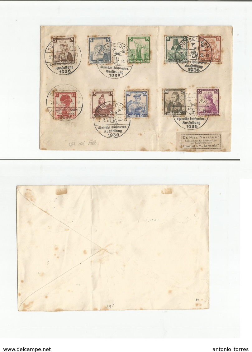 Germany - Xx. 1936 (21 July) Dusseldorf - Frankfurt. Comm Usage Multifkd Envelope. Some Sport. Opportunity. - Andere & Zonder Classificatie