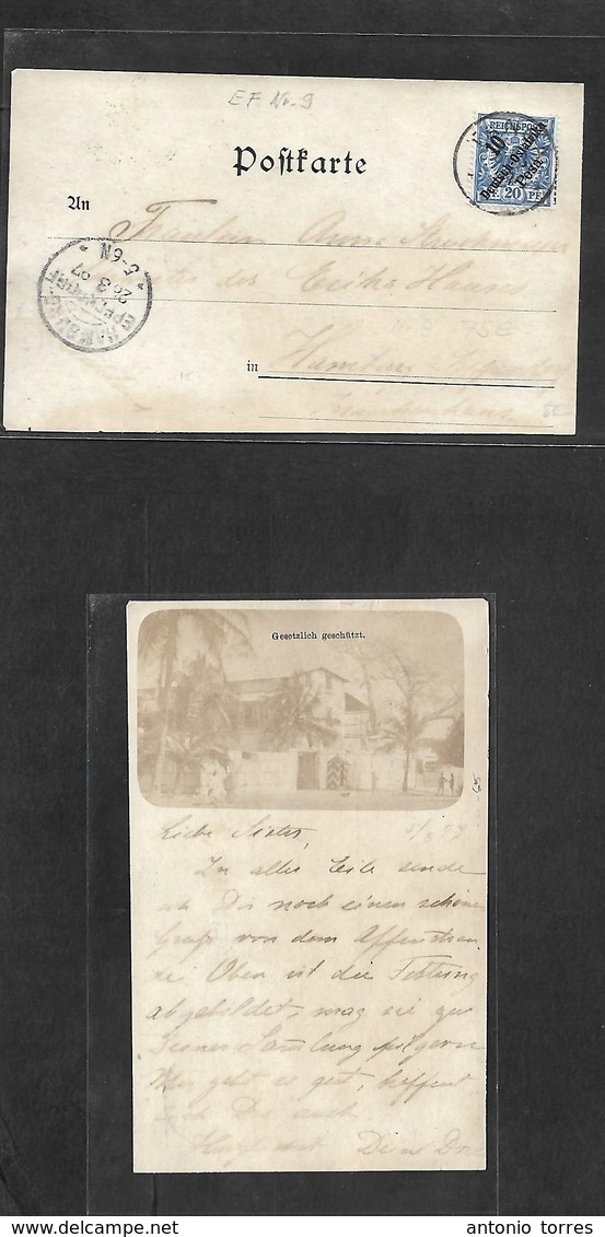 German Col-East Africa. 1897. Tanga - Hamburg, Germany (28 March) Early Photo House Card Fkd 10p / 20pf Blue, Cds + Arri - Other & Unclassified