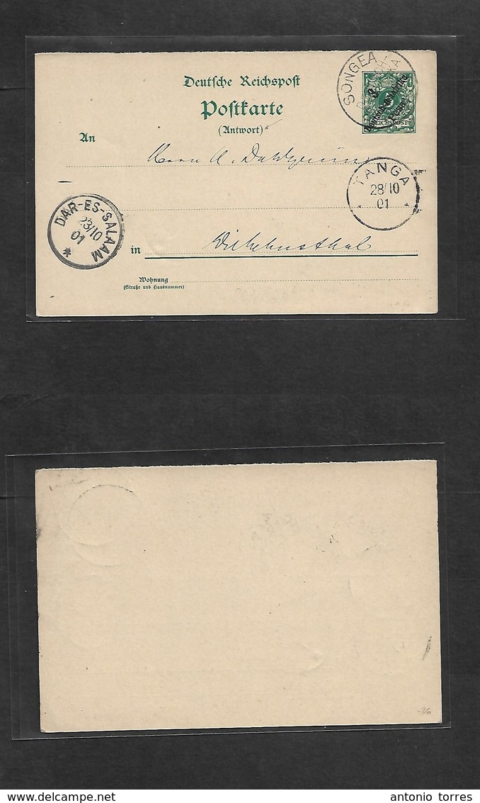 German Col-East Africa. 1901 (25 Oct) Songea - Wilhemsthal. Reply Half 3p / 5pf Green Ovptd Early Stationary Card Via DE - Andere & Zonder Classificatie