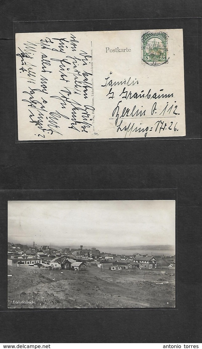 German Col-Swa. 1911 (26 Feb) OTUWARONO - Germany, Berlin. Luderitzbucht Photo Ppc Fkd 5 Pf Green, Tied Cds. - Other & Unclassified