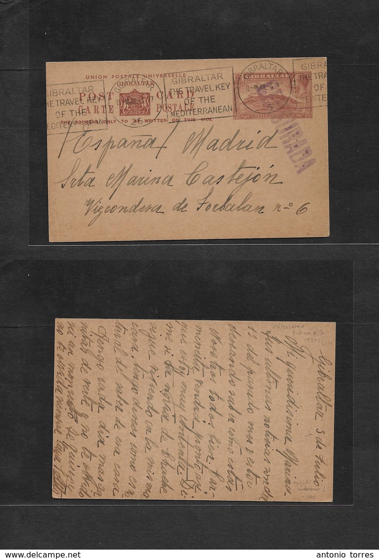 Gibraltar. 1937 (3 July) Spain Civil War Undercover Mail During Civil War In Between Both Sides. Written In Spanish, Can - Gibraltar