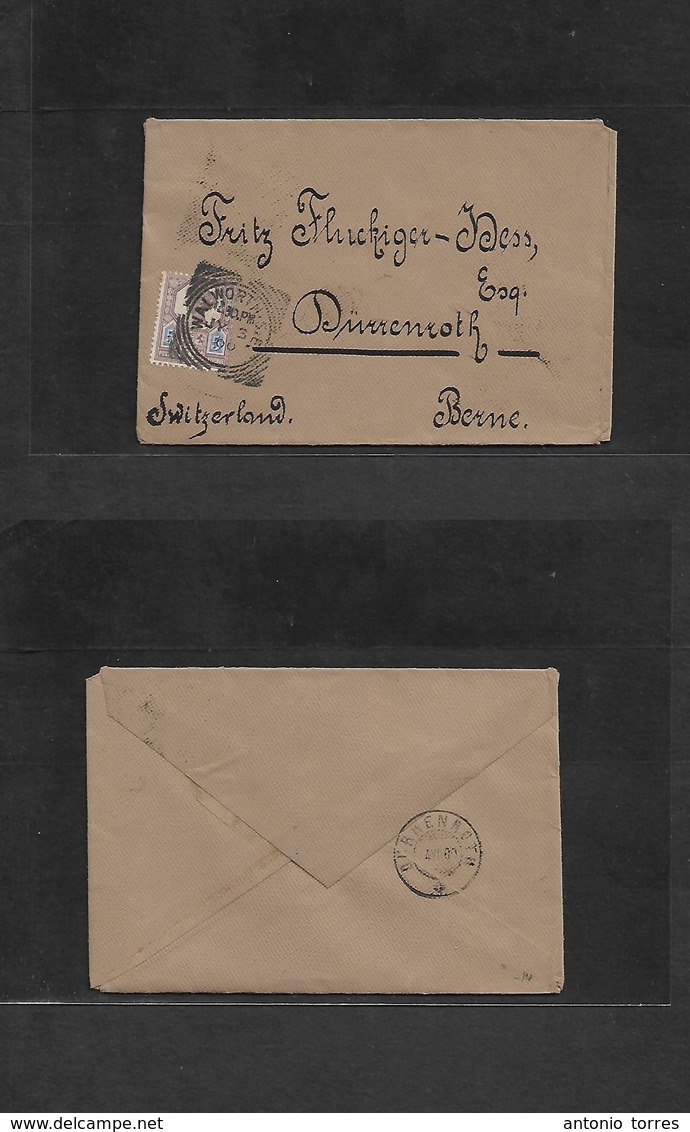 Great Britain. 1900 (July 3) Walworth - Switzerland, Bern (4 July) Fkd 5d QV Envelope, Cds. VF. - ...-1840 Prephilately