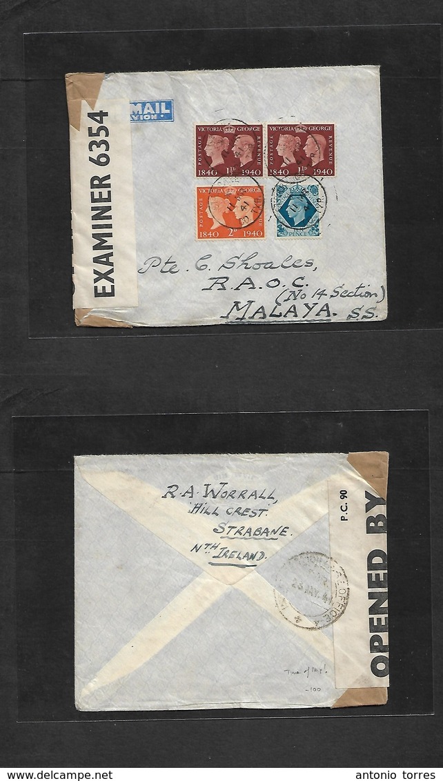 Great Britain - Xx. 1941 (11 March) Strabane, North Ireland, UK - Malaya, RAOC (2 May) WWII 1840 Centenary Stamps + 10d  - ...-1840 Vorläufer