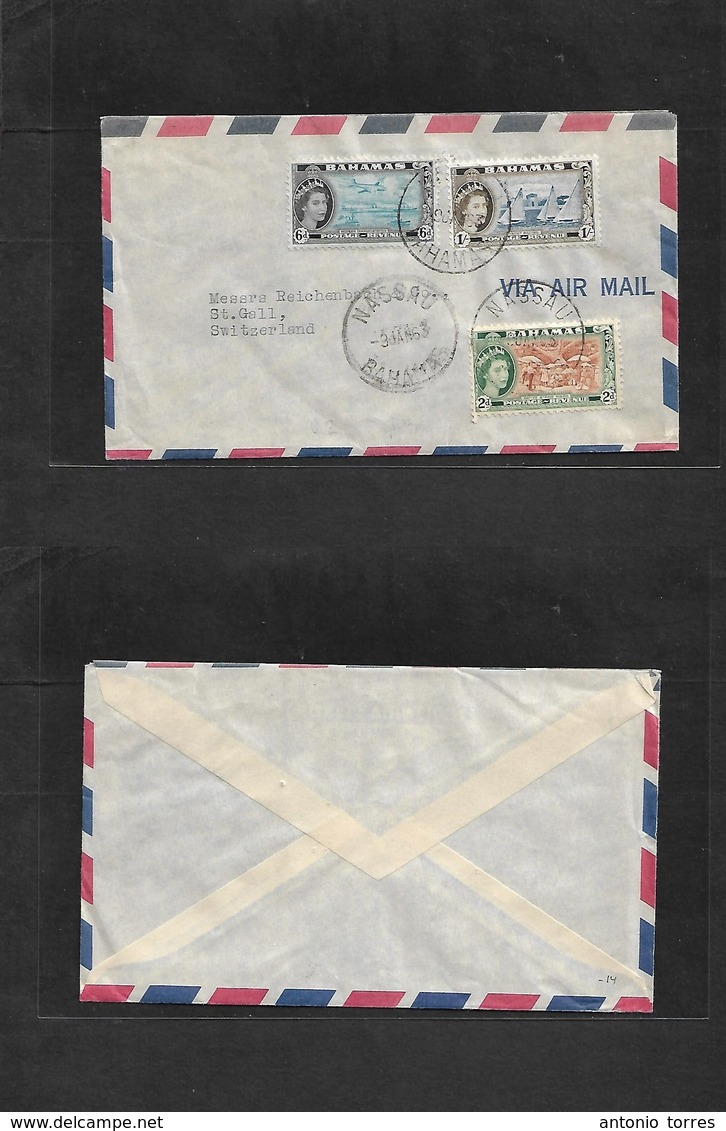 Bc - Bahamas. 1963 (9 Jan) Nassau - Switzerland, St. Gall. Air Multifkd Env, Incl 1sh Stamp. - Autres & Non Classés
