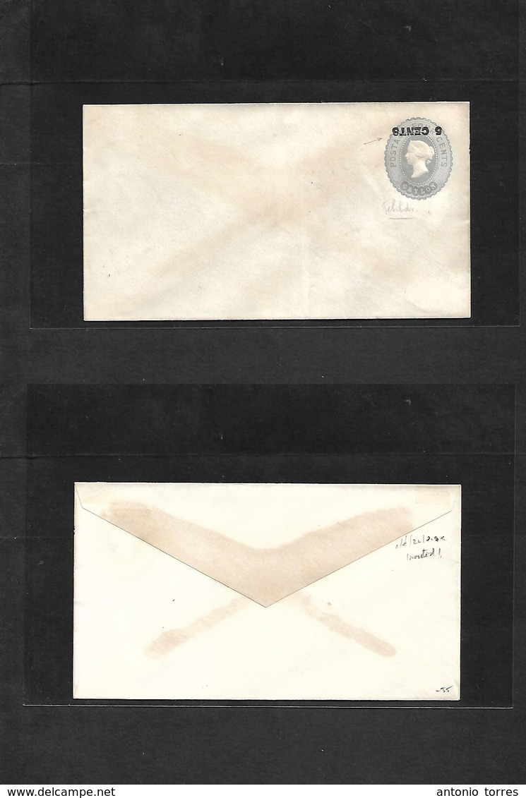 Bc - Ceylon. C. 1887-8. 5c/4c Blue Grey Mint Stationary Envelope INVERTED Ovptd. VF. - Otros & Sin Clasificación