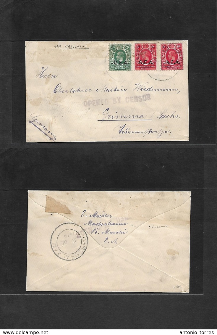 Bc - East Africa. 1919. GEA Ovptd. Madschau - Germany, Grimma, Sachesen. Multifkd Ovptd Envelope At 15c Rate Large Provi - Otros & Sin Clasificación