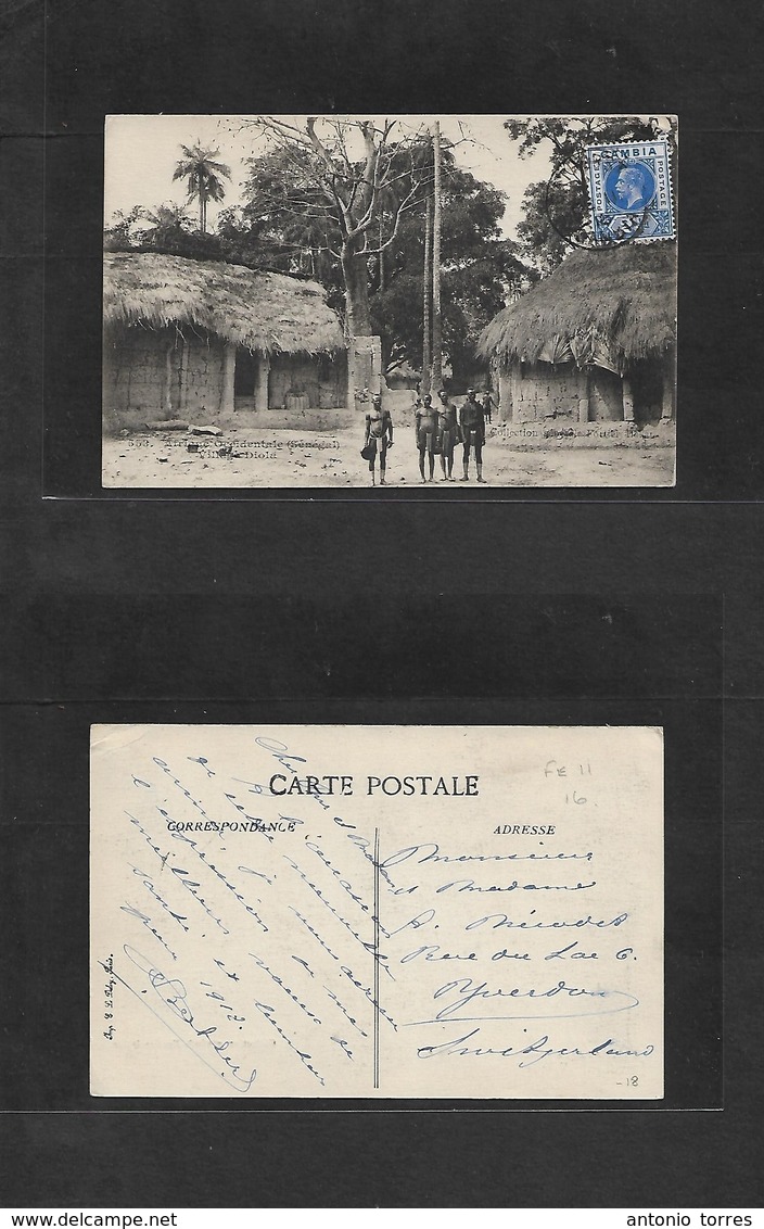 Bc - Gambia. 1916 (11 Dec) Batturst - Switzerland, Yverdon. Fkd Local Ppc. Fine Circulated During WWI Period. - Other & Unclassified