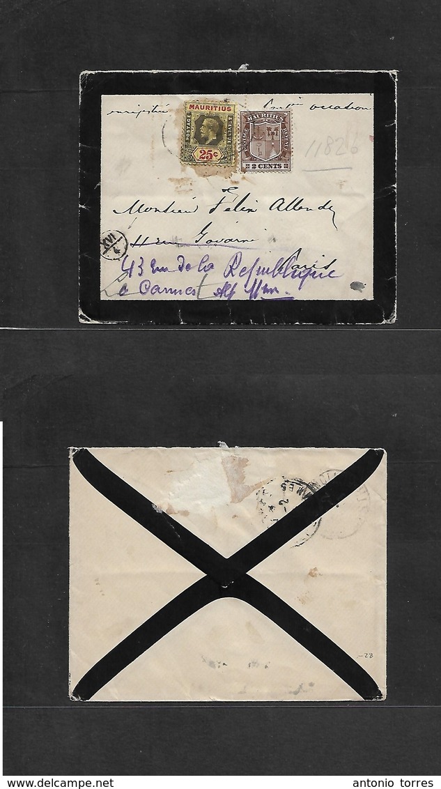 Bc - Mauritius. 1908 (?) (Febr) GPO - France, Le Cannest. Registered Fkd Env K. EVII At 27c Rate. - Other & Unclassified