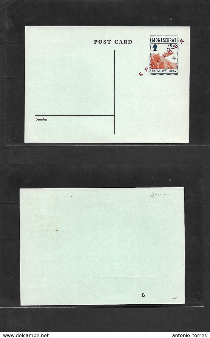 Bc - Monserrat. C. 1965 BWI 15c Arrival Mint Multicolor Stat Card, Red SPECIMEN. VF. - Autres & Non Classés