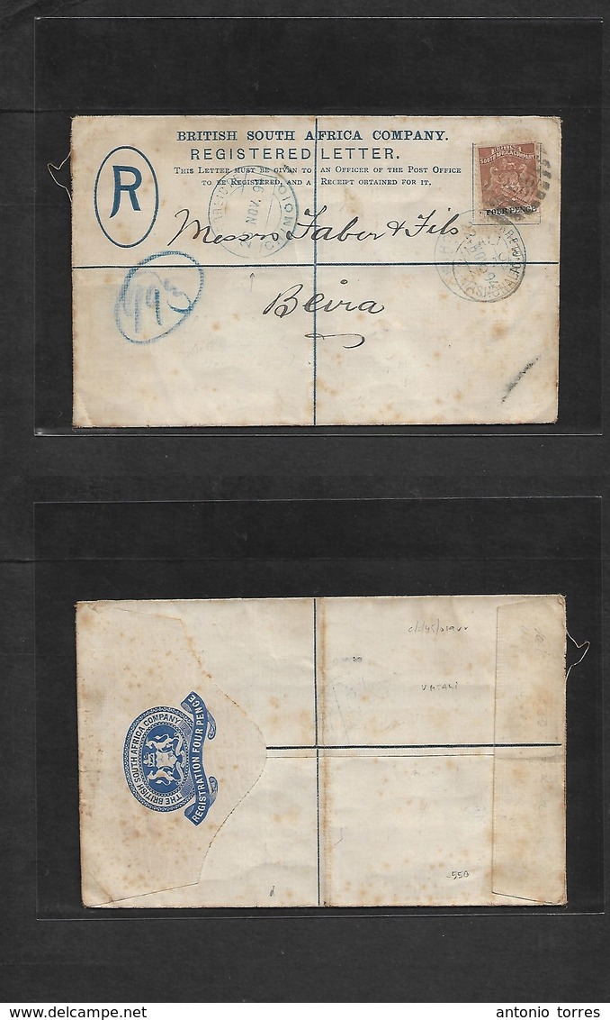 Bc - Rhodesia. 1894 (20 Nov) Untali - Beira, Portuguese Mozambique Company With Blue CHIMOIO (22-23 Nov) Cds Twice Appli - Autres & Non Classés