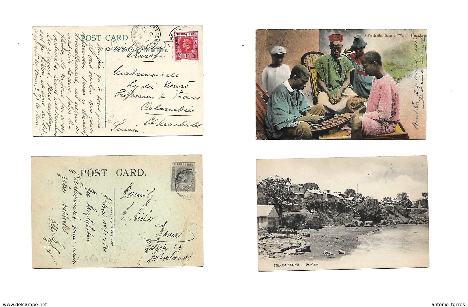 Bc - Sierra Leone. 1915-21. 2 Diff Fkd Ppcs To Switzerland 1d And 2d Rates Respectively. VF. - Other & Unclassified