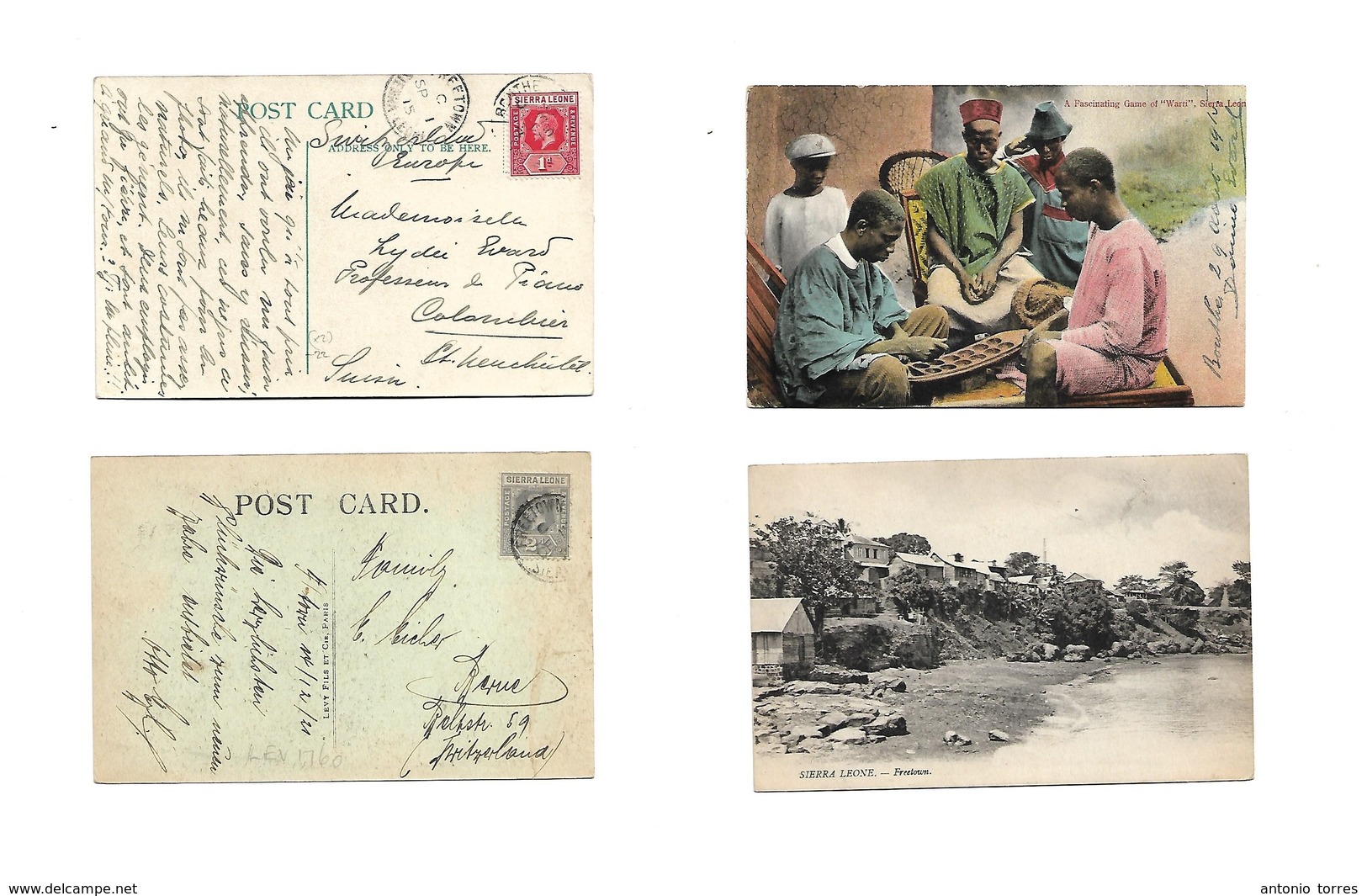 Bc - Sierra Leone. 1915-21. 2 Diff Fkd Ppcs To Switzerland 1d And 2d Rates Respectively. VF. - Andere & Zonder Classificatie