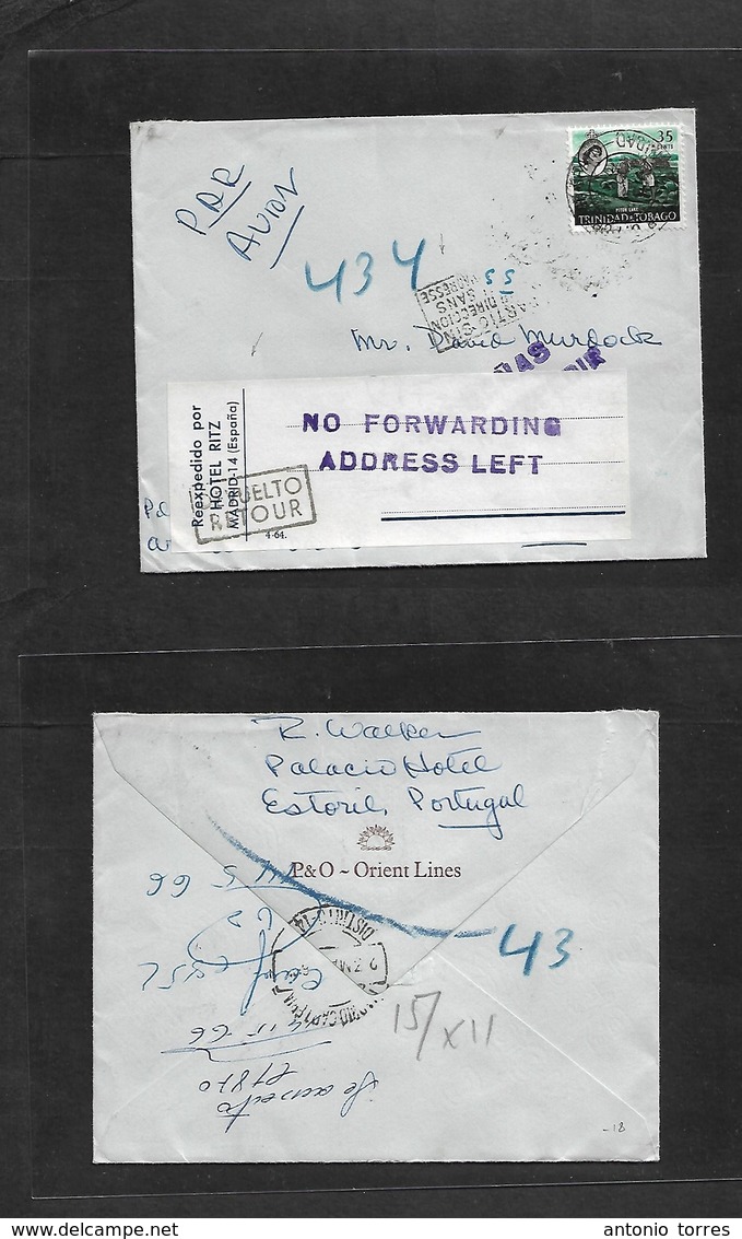 Bc - Trinidad. 1965 (2 Dec) Port Spain - Spain, Madrid (23 May 56!) + Retour / Hotel Ritz, Madrid. Air Fkd Envelope. - Andere & Zonder Classificatie