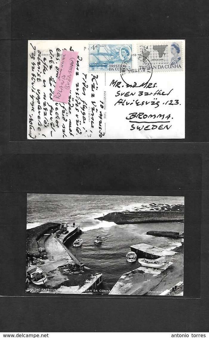 Bc - Tristan Da Cunha. 1970 (11 March) GPO - Sweden, France, Geneve Fkd Ppc Of Famous Writer Roland Svensson Visit To Th - Other & Unclassified