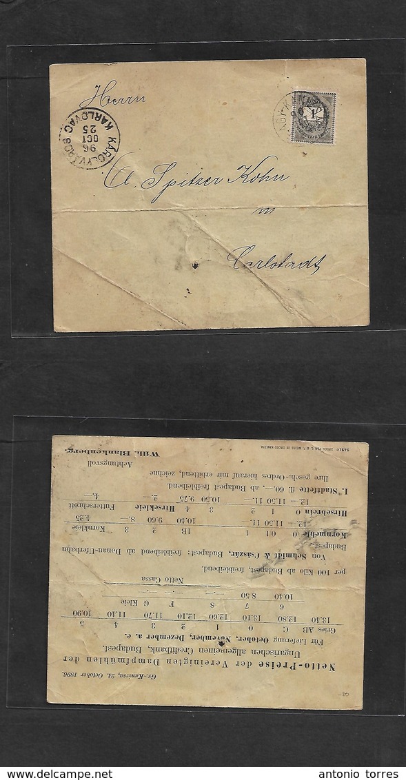 Hungary. 1896 (25 Oct) Nagy Kaviz (Kanizsa) Karlovac, Local Usage. Private Card Fkd 1 Fill Black Cds + Arrival. - Autres & Non Classés