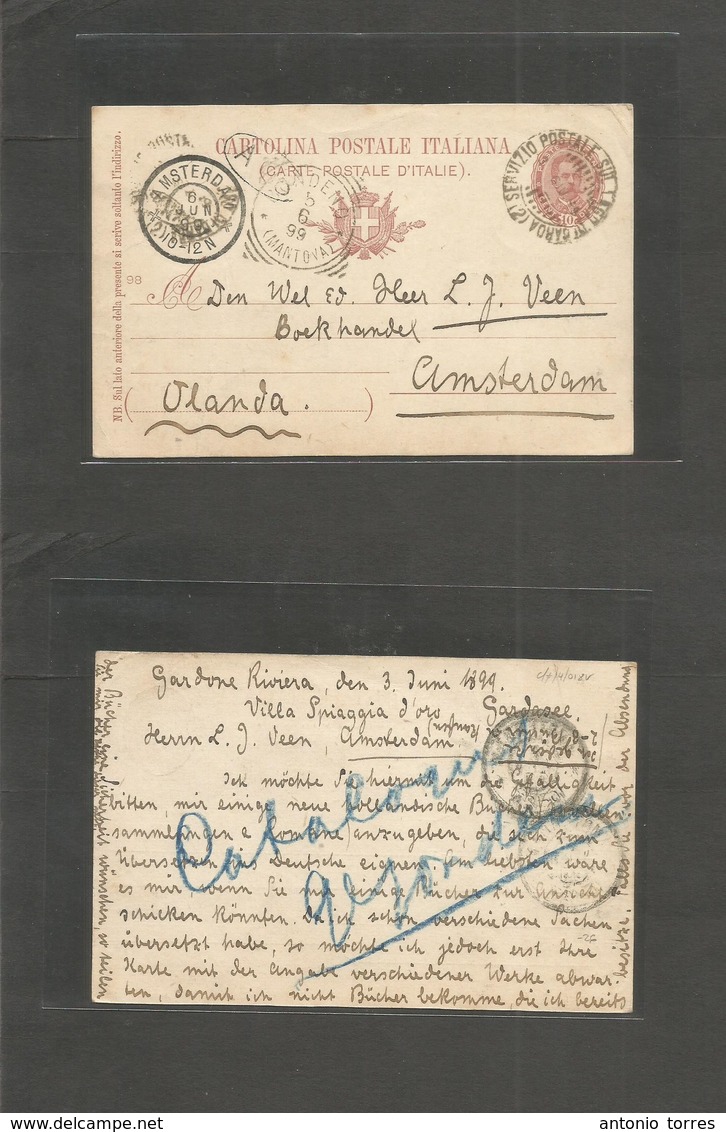 Italy. 1899 (3 June) Gardone Rivera - Netherlands, Amsterdam (6 June) Lago Di Garda. 10c Red Stat Card. Nice Cds Usage. - Unclassified