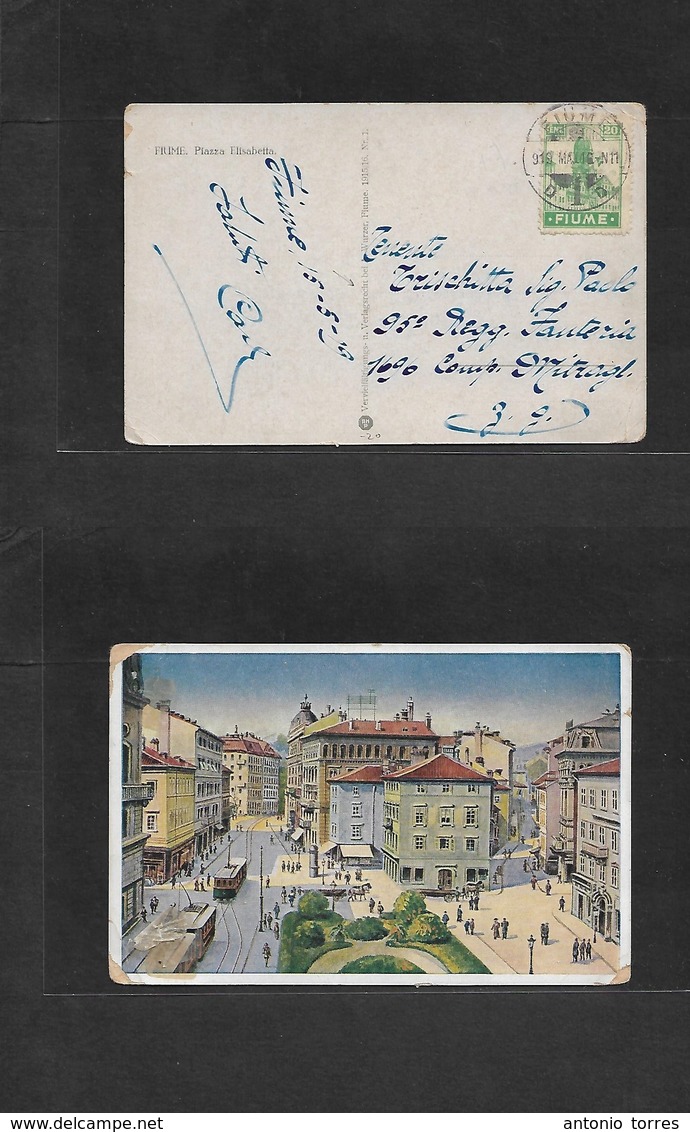Italy - Fiume. 1919 (15-16 March) Fiume - 3g. Local Fkd Military Italian Officer Mail. Village Color Ppc. Fine. - Unclassified
