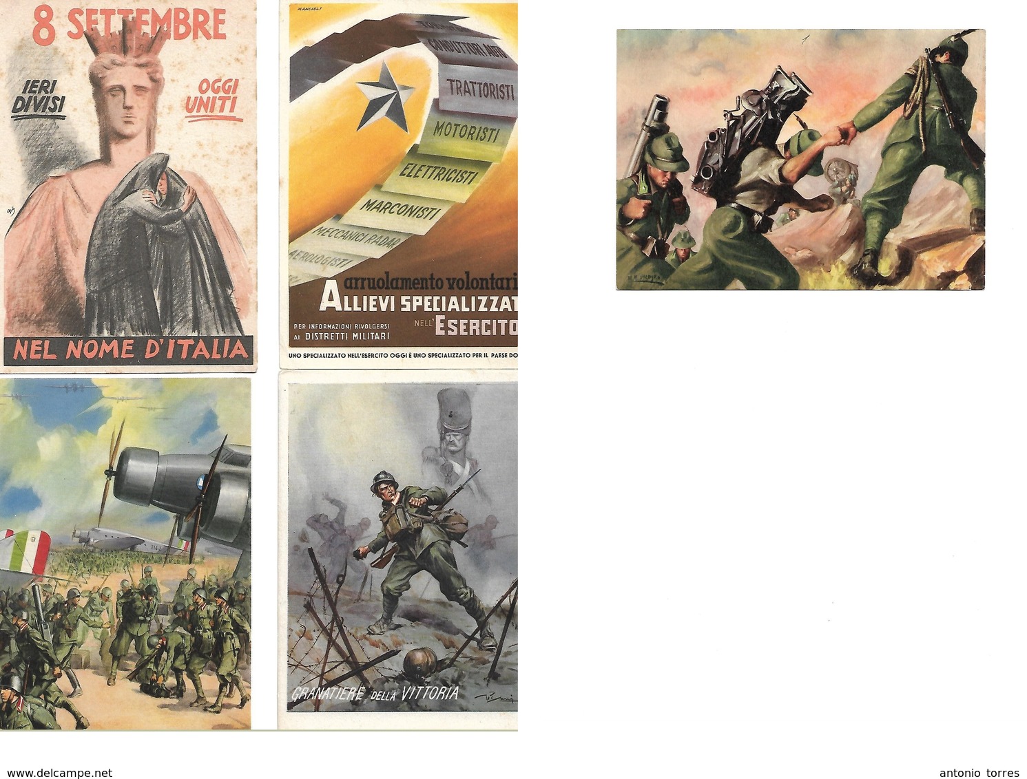 Military Mail. C. 1943-53. Italy. 5 Better Multicolor / Comm Propaganda Military Color Cards. Opportunity Group. - Poste Militaire (PM)