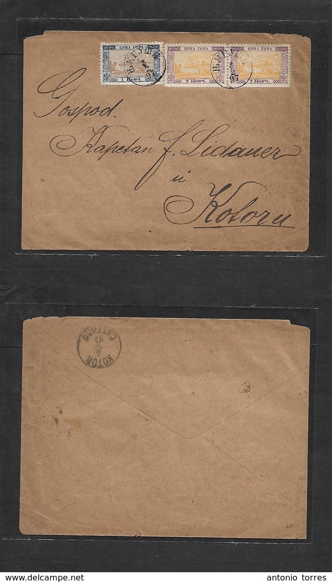 Montenegro. 1897 (3 Feb) Cettinje - Cattaro (5 Feb) Multifkd Bicolor Issue, Tied Cds Envelope. Fine Used. - Montenegro