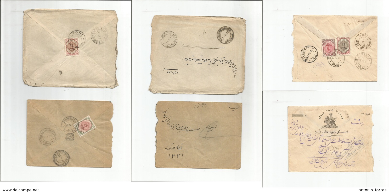 Persia. 1919. Unover Printed Issue. 3 Local Multifkd Envelopes Diff Town Usages + Values. Opportunity. - Iran