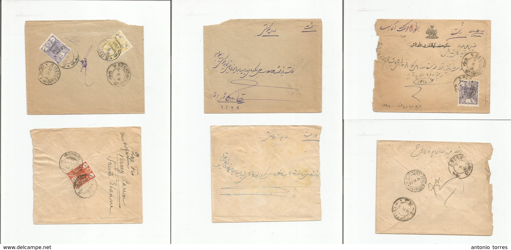 Persia. 1919. Provisorie Ovptd Issue. 3 Local Fkd Envelopes Diff Stamps + Rates. VF. - Iran