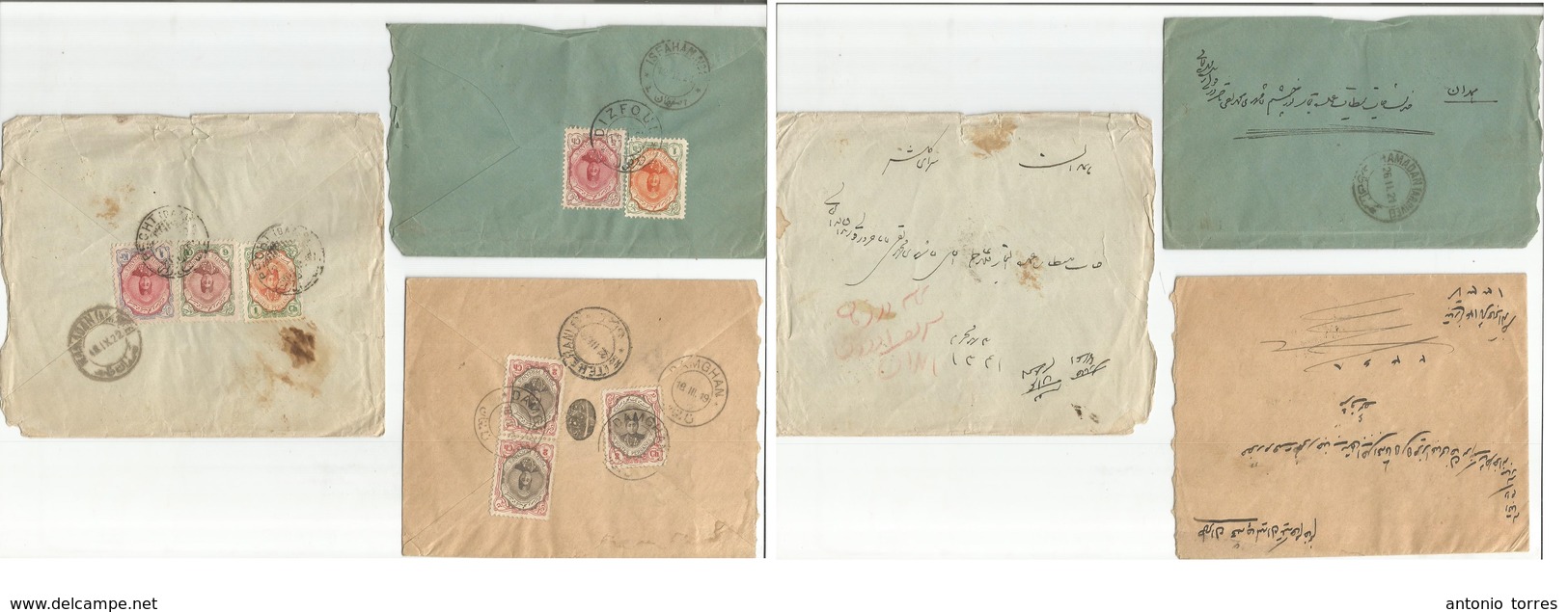 Persia. 1919-22. Unoverprinted Issue. 3 Diff Local Multifkd Envelopes. Cancels: Damghan, Dizfoul, Recht. Fine Trio. Oppo - Iran